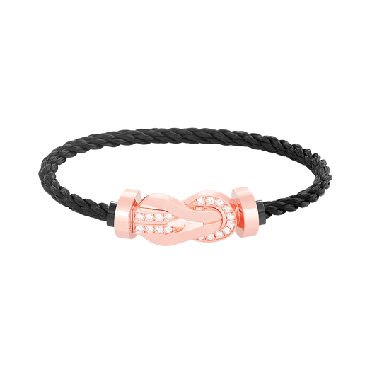[Love Lucky]CHANCE LARGE 8 FIGURE BUCKLE HALF DIAMOND BRACELET ROSE GOLD