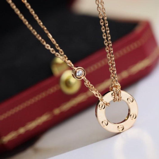 [Love Lucky]LOVE NECKLACE ADJUSTABLE ROSE GOLD 2 DIAMOND