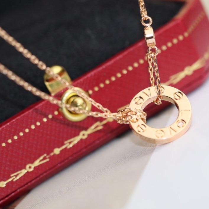 [Love Lucky]LOVE NECKLACE ADJUSTABLE ROSE GOLD 2 DIAMOND