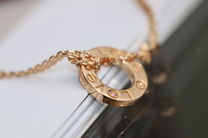 [Love Lucky]LOVE NECKLACE ADJUSTABLE ROSE GOLD 2 DIAMOND