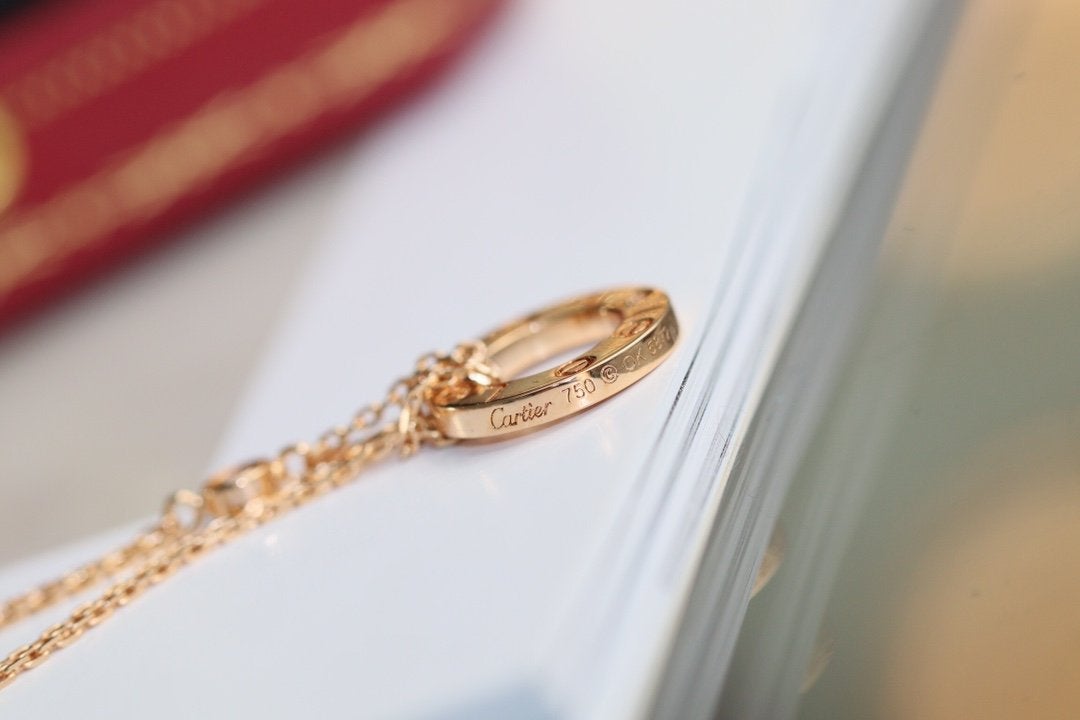 [Love Lucky]LOVE NECKLACE ADJUSTABLE ROSE GOLD 2 DIAMOND