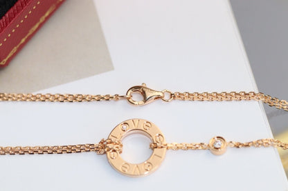 [Love Lucky]LOVE NECKLACE ADJUSTABLE ROSE GOLD 2 DIAMOND