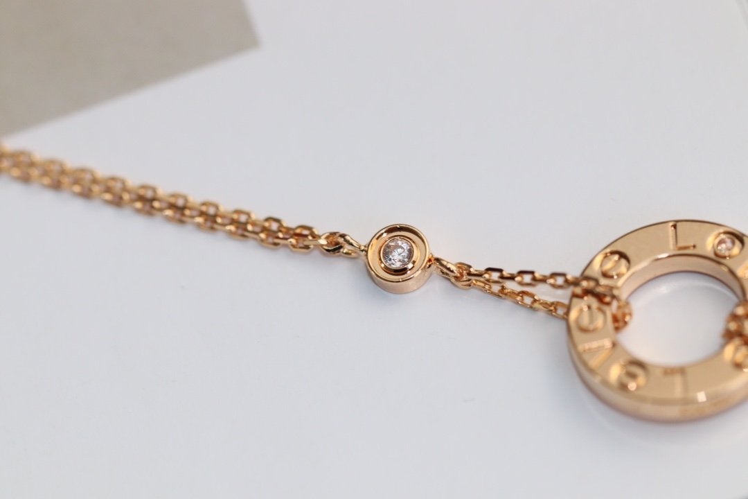 [Love Lucky]LOVE NECKLACE ADJUSTABLE ROSE GOLD 2 DIAMOND
