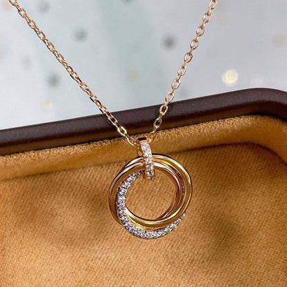 [Love Lucky]TRINITY NECKLACE SILVER GOLD PINK GOLD DIAMONDS