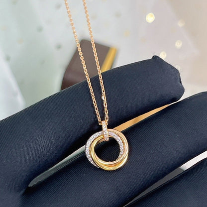 [Love Lucky]TRINITY NECKLACE SILVER GOLD PINK GOLD DIAMONDS