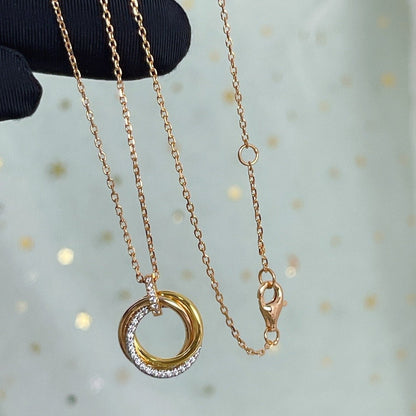 [Love Lucky]TRINITY NECKLACE SILVER GOLD PINK GOLD DIAMONDS