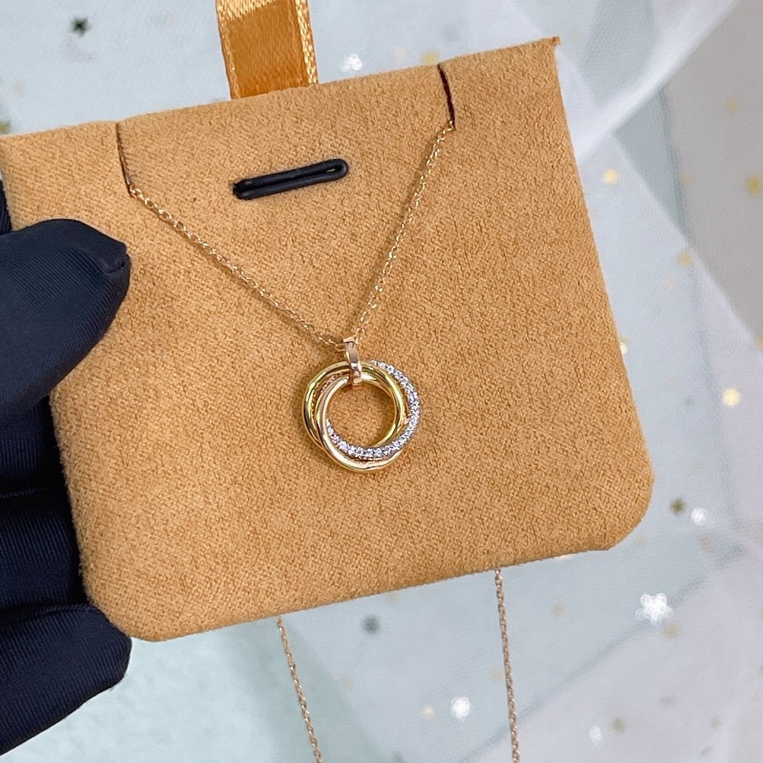 [Love Lucky]TRINITY NECKLACE SILVER GOLD PINK GOLD DIAMONDS
