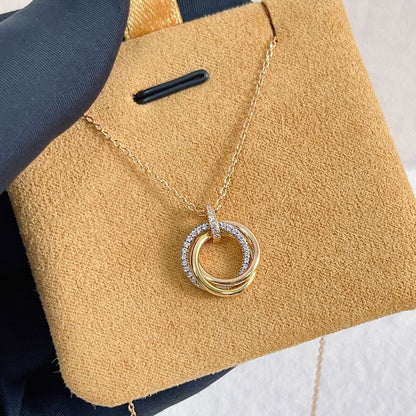 [Love Lucky]TRINITY NECKLACE SILVER GOLD PINK GOLD DIAMONDS