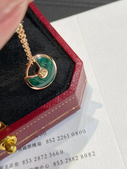 [Love Lucky]AMULETTE ROSE GOLD MALACHITE NECKLACE