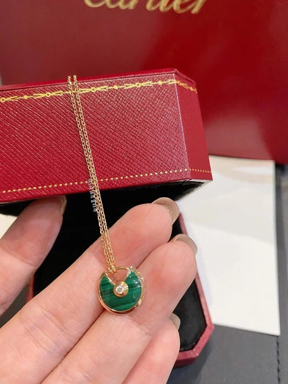 [Love Lucky]AMULETTE ROSE GOLD MALACHITE NECKLACE