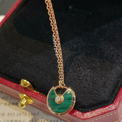 [Love Lucky]AMULETTE ROSE GOLD MALACHITE NECKLACE