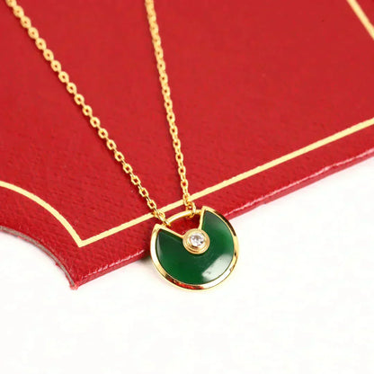 [Love Lucky]AMULETTE GOLD MALACHITE NECKLACE