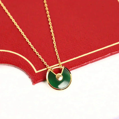 [Love Lucky]AMULETTE GOLD MALACHITE NECKLACE