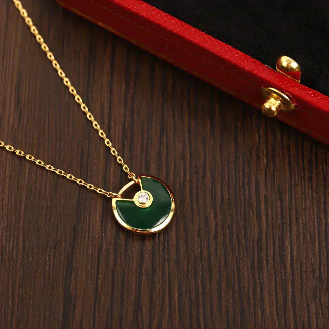 [Love Lucky]AMULETTE GOLD MALACHITE NECKLACE