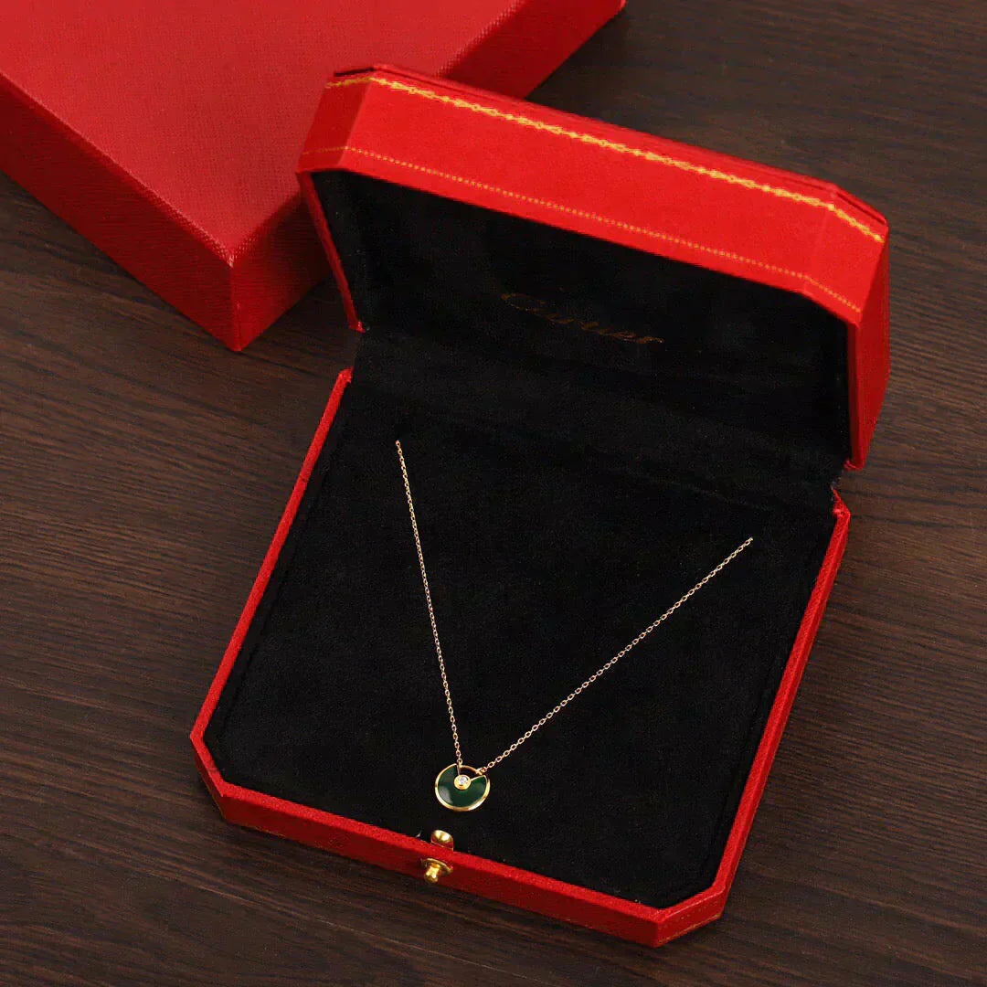 [Love Lucky]AMULETTE GOLD MALACHITE NECKLACE