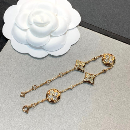 [Love Lucky]STAR AND SUN 4 MOTIFS GOLD DIAMONDS BRACELET
