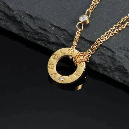 [Love Lucky]LOVE NECKLACE 16MM 2 DIAMONDS