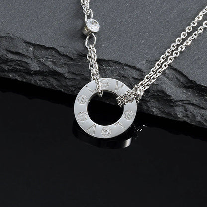 [Love Lucky]LOVE NECKLACE 16MM 2 DIAMONDS