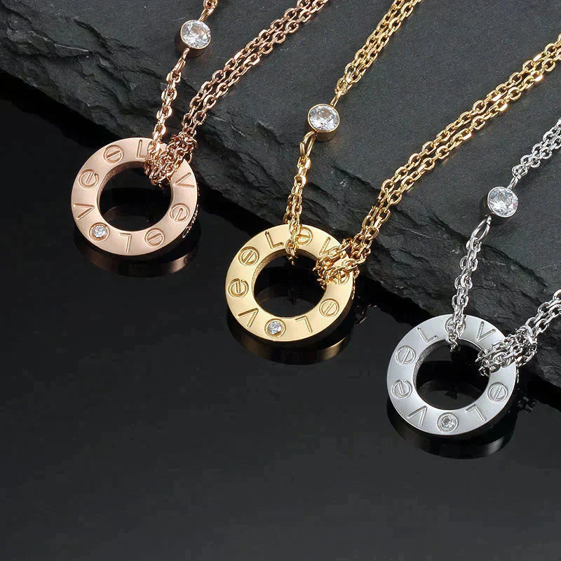 [Love Lucky]LOVE NECKLACE 16MM 2 DIAMONDS