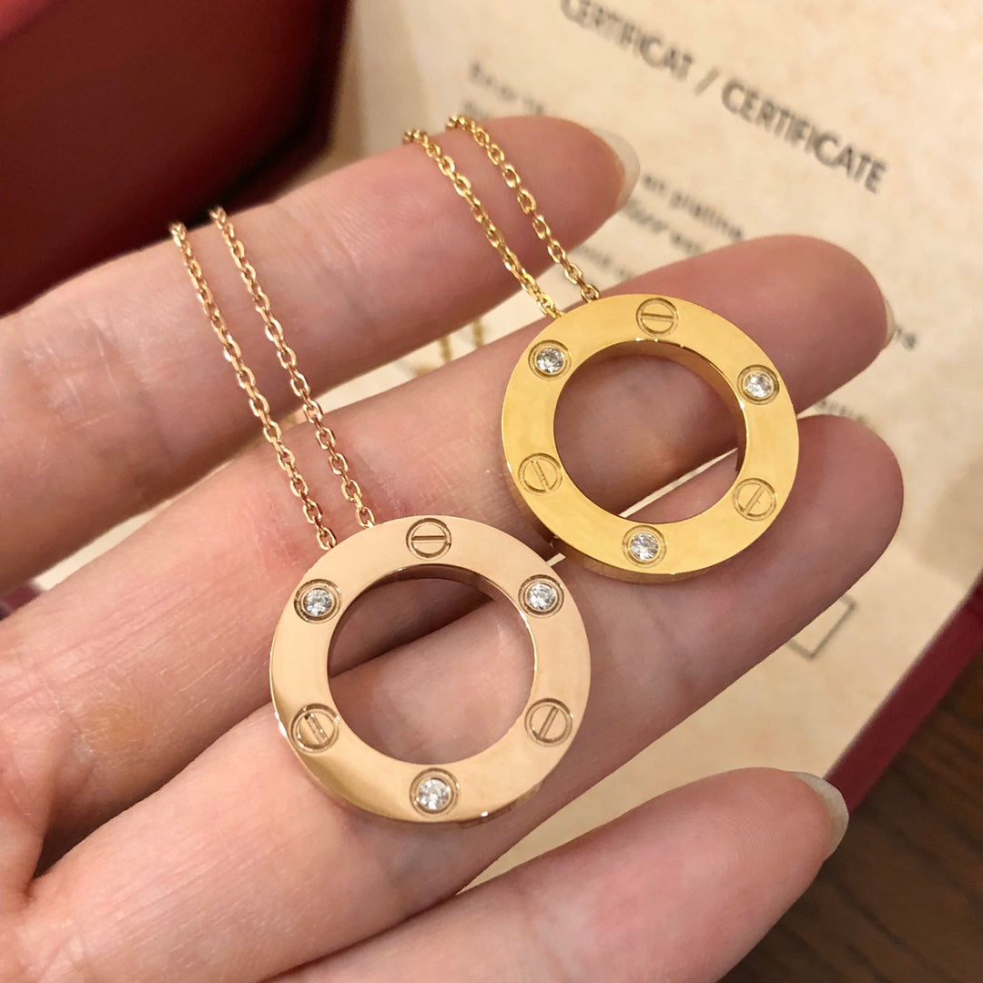 [Love Lucky]LOVE NECKLACE 16MM 3 DIAMONDS