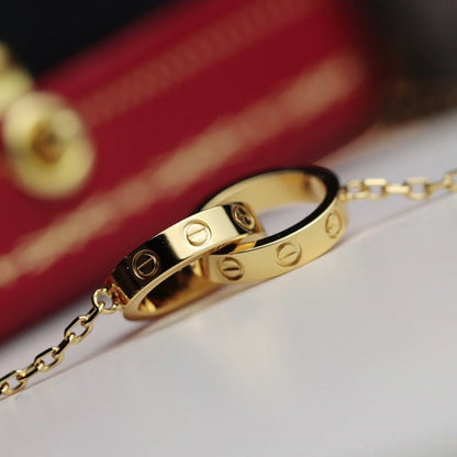 [Love Lucky]LOVE NECKLACE DOUBLE RING GOLD