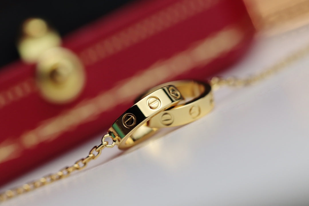 [Love Lucky]LOVE NECKLACE DOUBLE RING GOLD