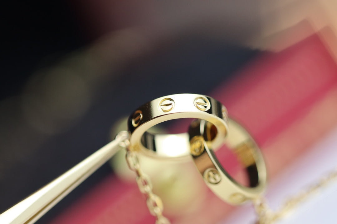 [Love Lucky]LOVE NECKLACE DOUBLE RING GOLD