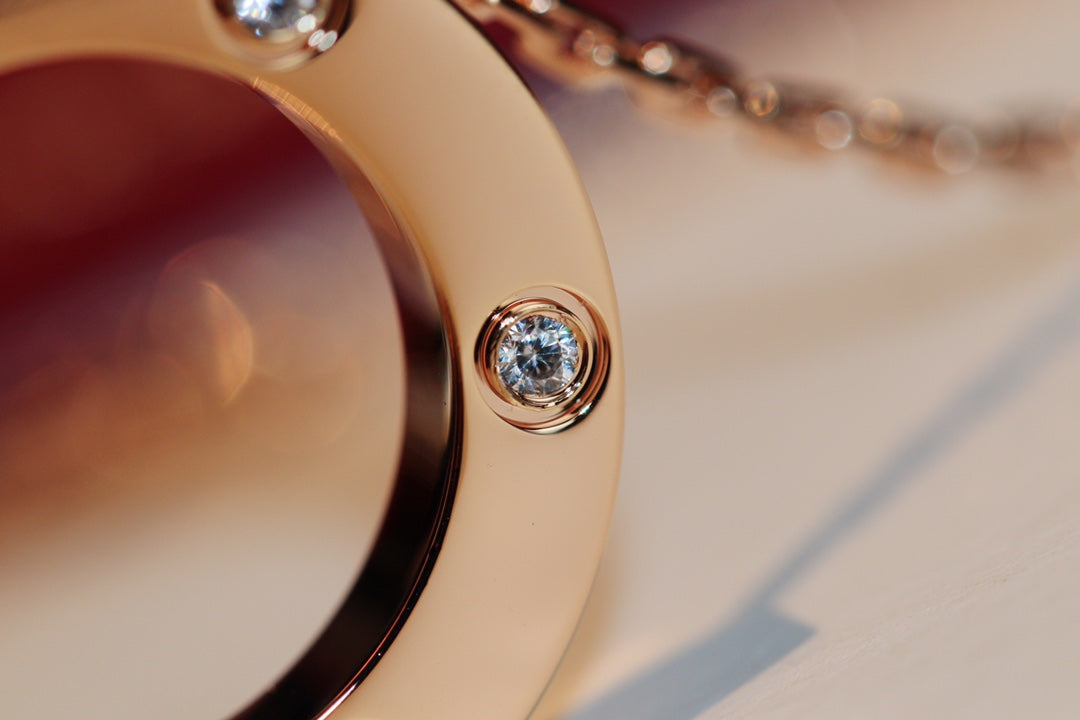 [Love Lucky]LOVE NECKLACE 16MM 6 DIAMONDS PINK GOLD