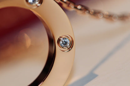 [Love Lucky]LOVE NECKLACE 16MM 6 DIAMONDS PINK GOLD