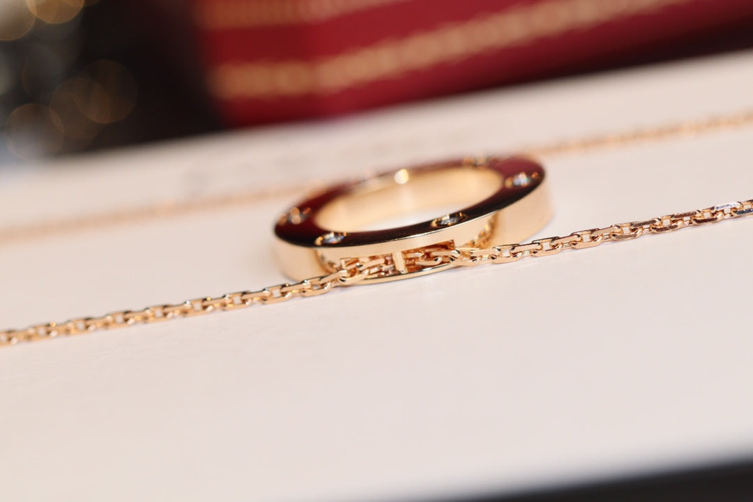 [Love Lucky]LOVE NECKLACE 16MM 6 DIAMONDS PINK GOLD