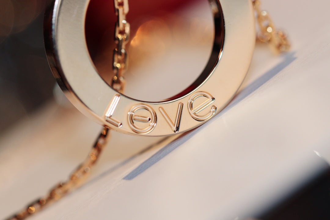 [Love Lucky]LOVE NECKLACE 16MM 6 DIAMONDS PINK GOLD