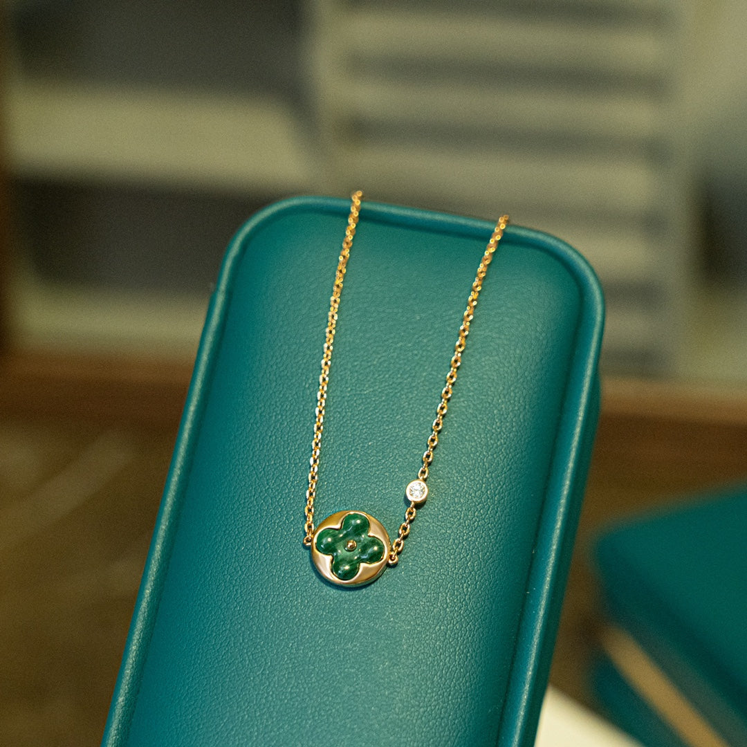 [Love Lucky]SUN MALACHITE 1 DIAMOND PINK GOLD BRACELET