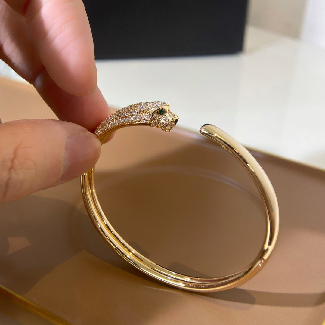[Love Lucky]PANTHERE GOLD DIAMOND OPEN BRACELET