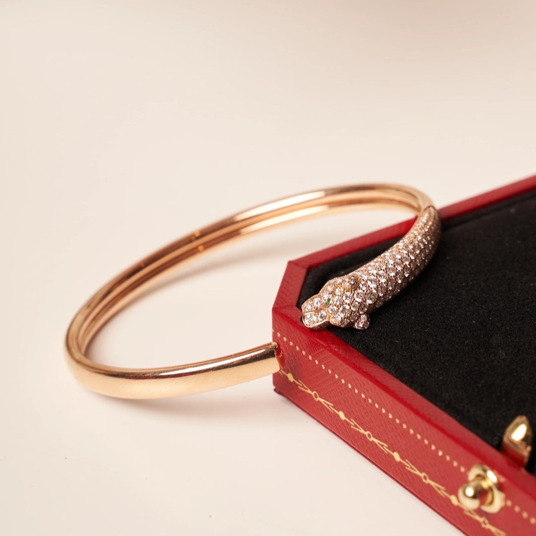 [Love Lucky]PANTHERE ROSE GOLD DIAMOND OPEN BRACELET