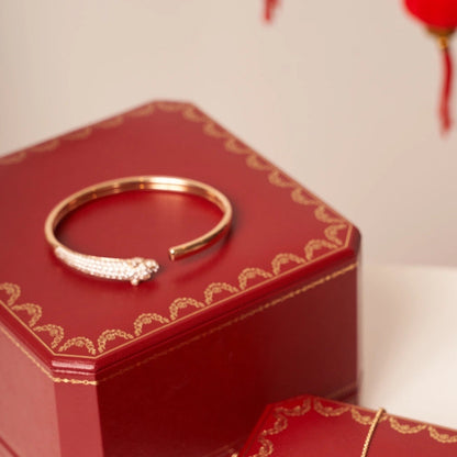 [Love Lucky]PANTHERE ROSE GOLD DIAMOND OPEN BRACELET
