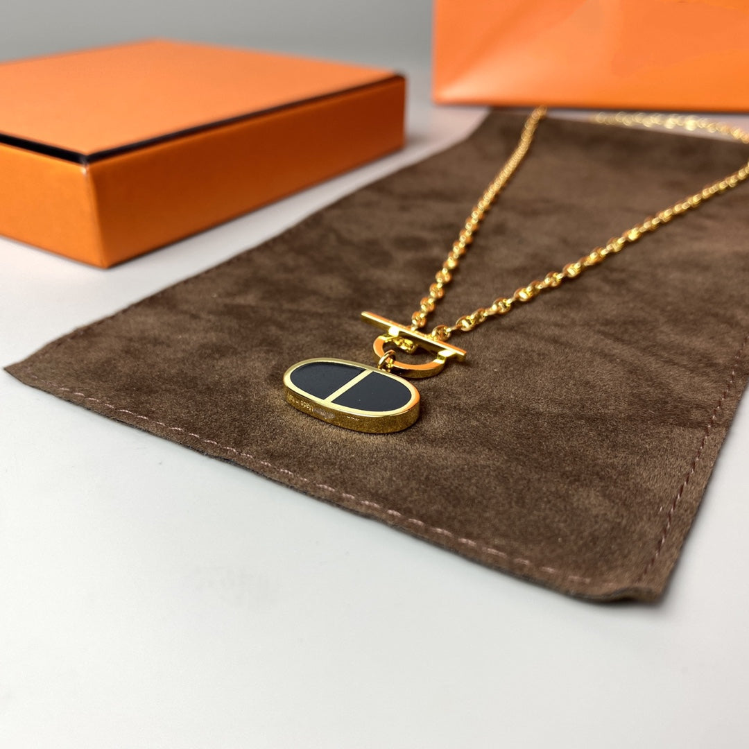 [Love Lucky]CHAINE VERSO BLACK CERAMIC NECKLACE