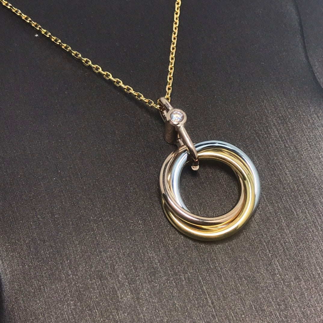[Love Lucky]TRINITY SILVER GOLD PINK GOLD NECKLACE