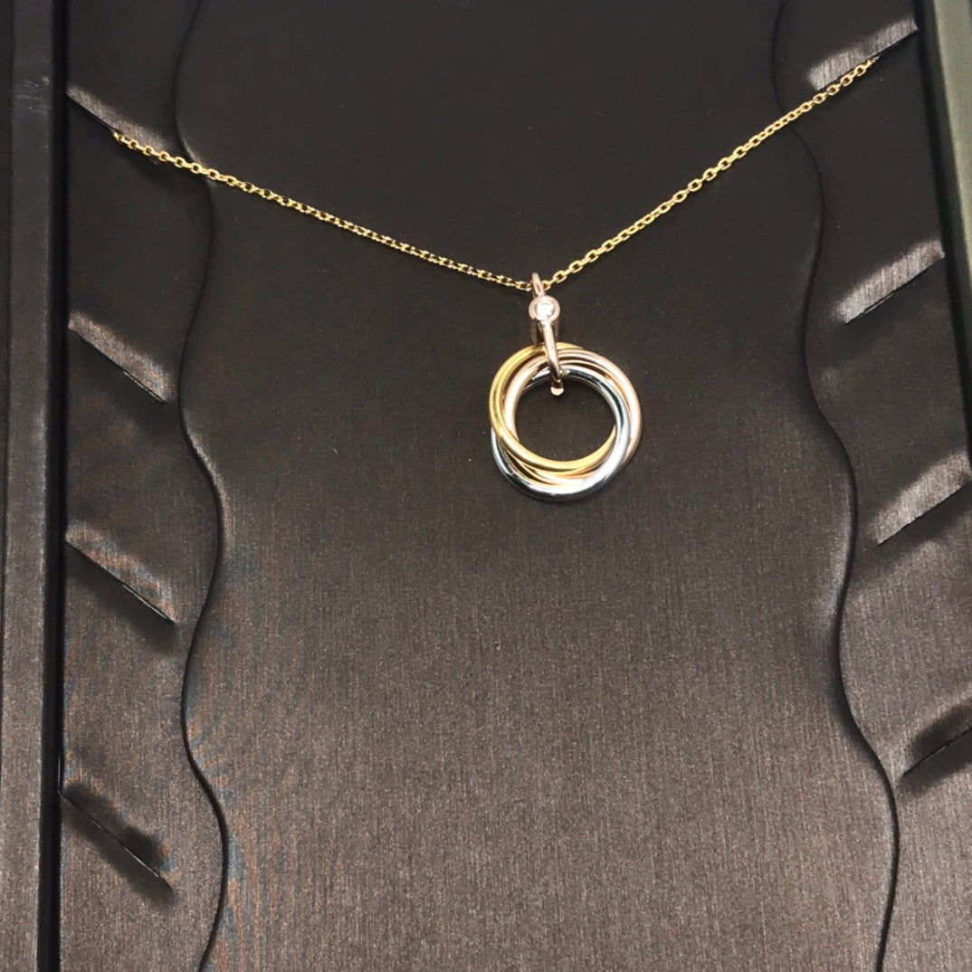 [Love Lucky]TRINITY SILVER GOLD PINK GOLD NECKLACE