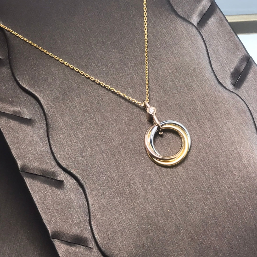 [Love Lucky]TRINITY SILVER GOLD PINK GOLD NECKLACE