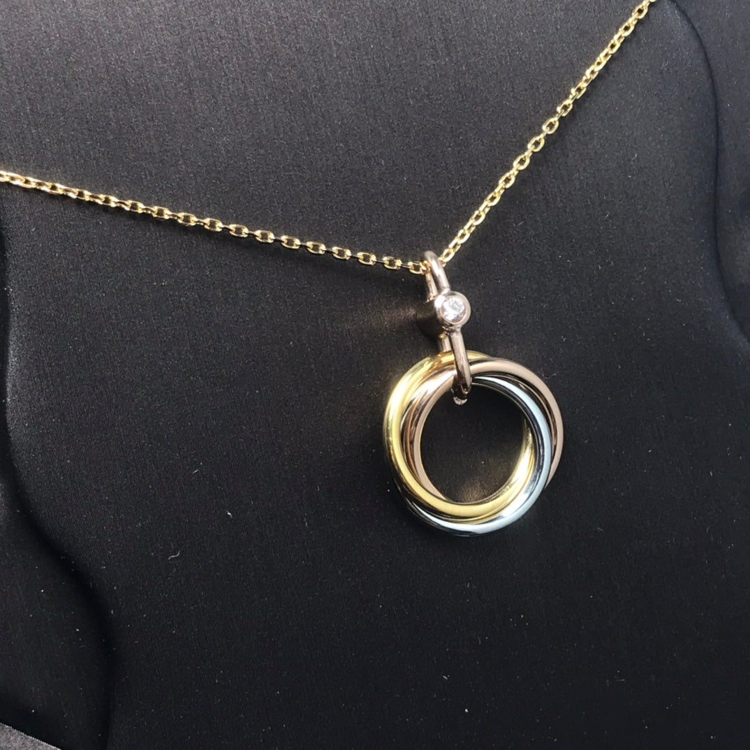 [Love Lucky]TRINITY SILVER GOLD PINK GOLD NECKLACE