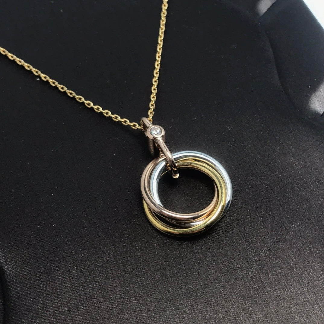 [Love Lucky]TRINITY SILVER GOLD PINK GOLD NECKLACE
