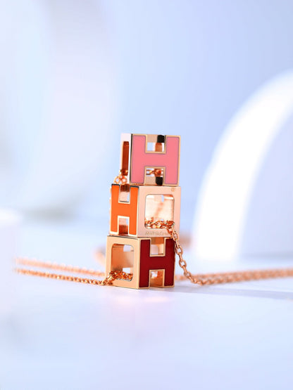 [Love Lucky]H CAGE PINK GOLD NECKLACE