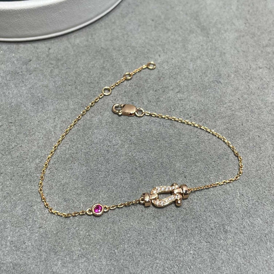 [Love Lucky]FORCE 10 DIAMOND CHAIN LINK PINK GOLD BRACELET