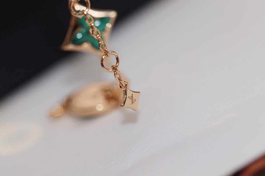 [Love Lucky]STAR AND SUN 4 MOTIF PINK GOLD MALACHITE BRACELET