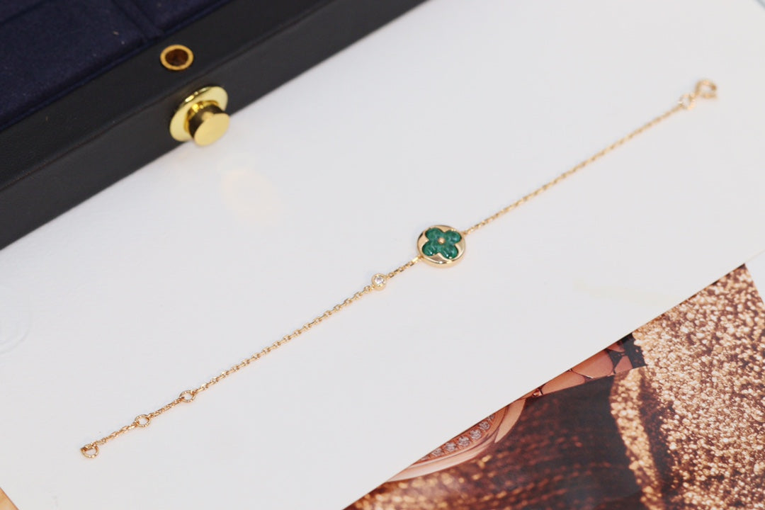 [Love Lucky]STAR AND SUN 4 MOTIF PINK GOLD MALACHITE BRACELET
