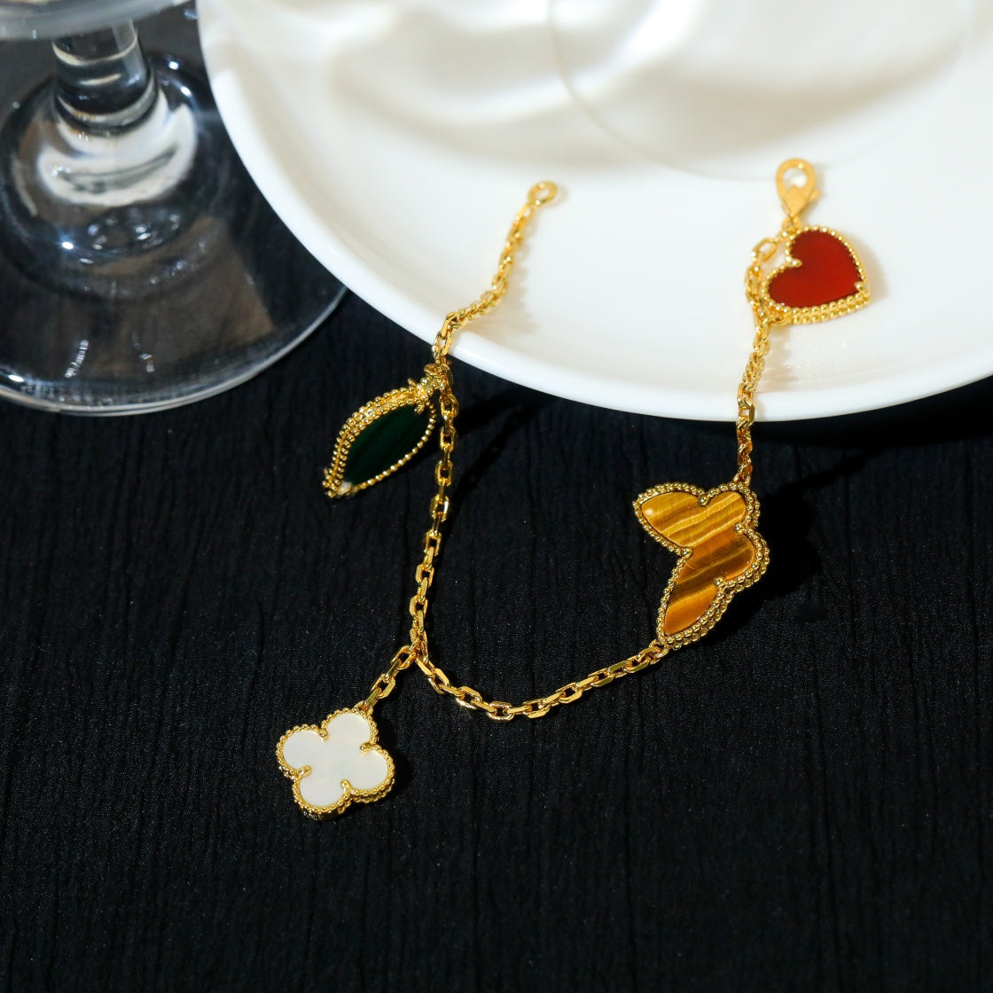[Love Lucky]LUCKY SPRING 5 MOTIF GOLD BRACELET