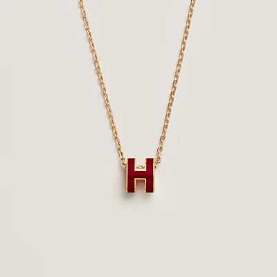 [Love Lucky]HM CLIC RED ENAMEL GOLD NECKLACE