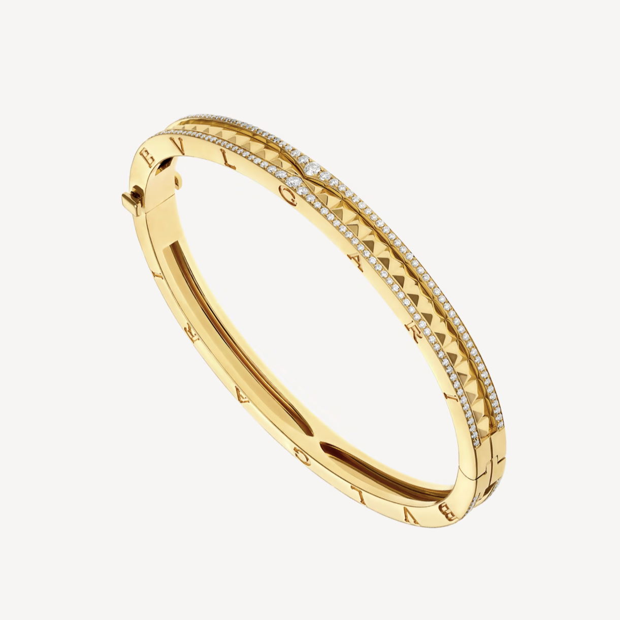 [Love Lucky]ZERO 1 SPIRAL AND PAVED DIAMOND GOLD BRACELET