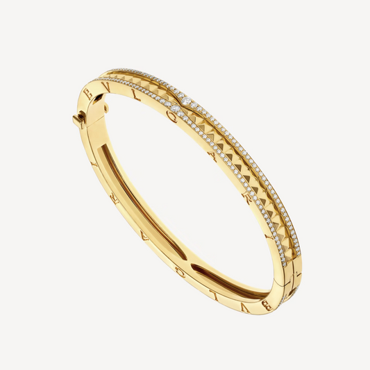 [Love Lucky]ZERO 1 SPIRAL AND PAVED DIAMOND GOLD BRACELET