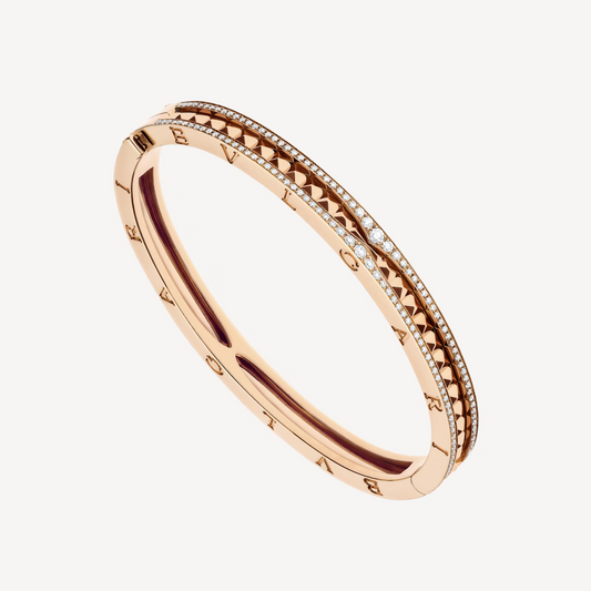 [Love Lucky]ZERO 1 SPIRAL AND PAVED DIAMOND PINK GOLD BRACELET